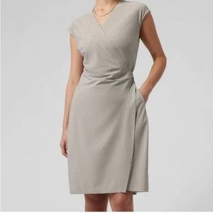 Athleta Gray Stripes Newport Wrap Dress in Small